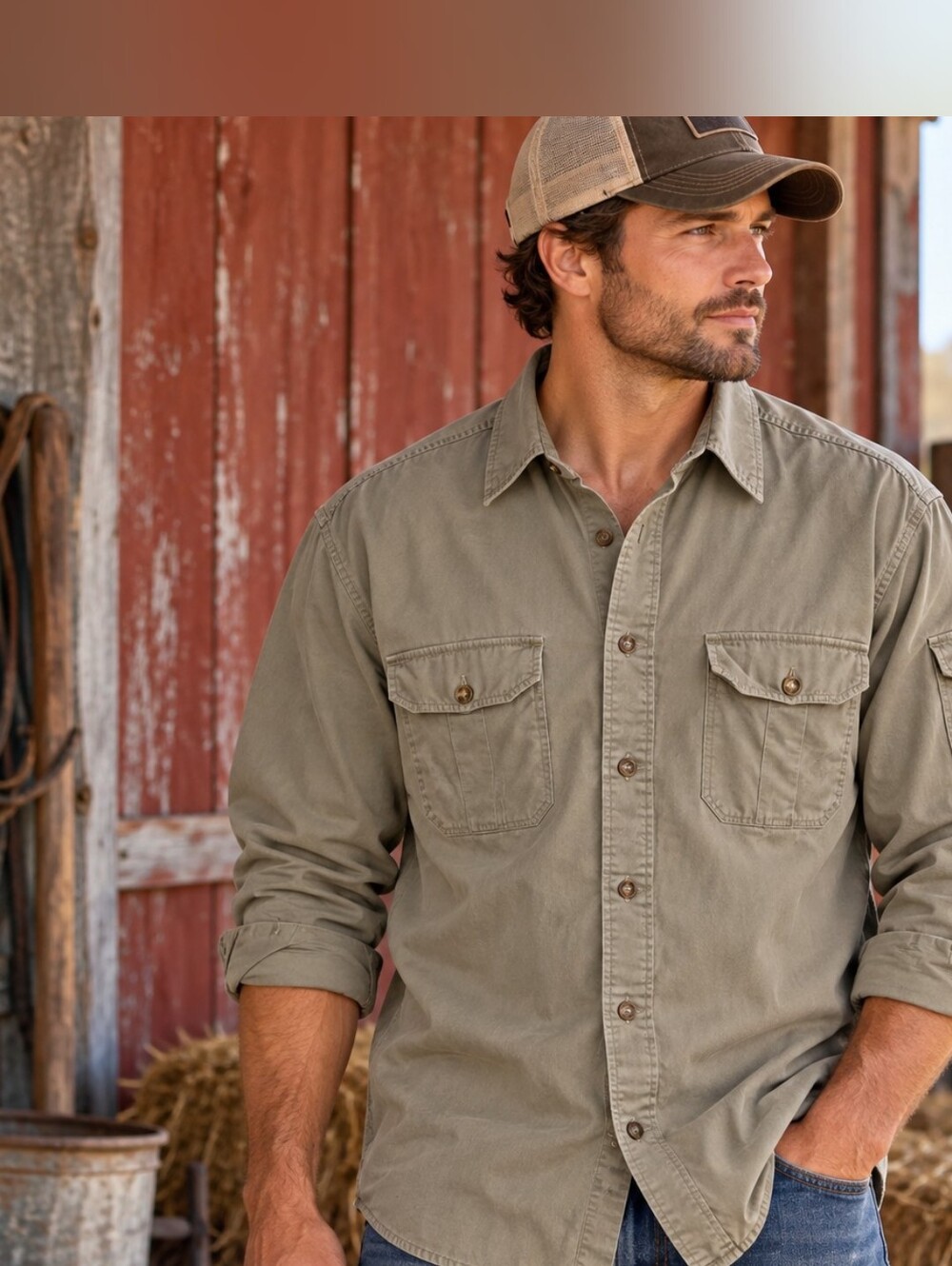 Barn Chore Shirt – Men’s Medium – Khaki/Tan